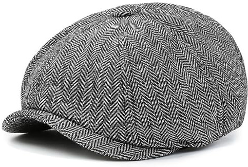 MCWTH Cappelli vintage newsboy per bambini maschi, berretti piatti pageboy in tweed per bambini 2-8 anni, Nero , 3 Months-1 Year