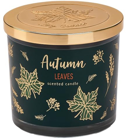 Autumn Leaves Scented Candle | Luxury Soy Wax Candle with Gold Embossed Lid | Long Lasting Burn, Fall Home Fragrance, Decorative Jar Candle – Ivy Candle