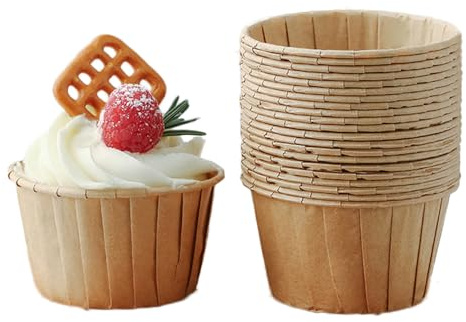 Coogime 50 Stück Cupcake Muffin Förmchen, Muffin Backförmchen papier, Einweg-Backbecher für Geburtstage, Hochzeiten, Partys, Weihnachten Deko (braun)