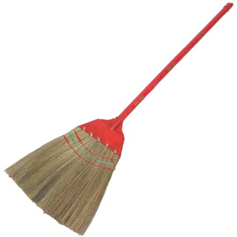 INOOMP Balai Naturel à Main en Paille Tressée Manche Amovible Léger en Bois pour Balayage Intérieur et Extérieur, pour Maison et Terrasse | Balai Souple Extérieur et Intérieur, Léger, Doux Sols, Finition Artisanale Vintage