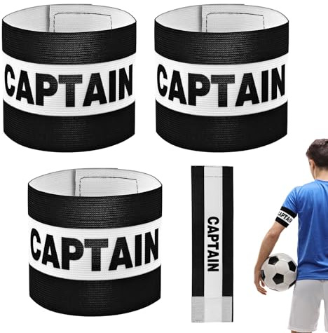 YIMETOP 3Pcs Captain Arm Bands for Soccer, Black Adjustable Soccer Captain Armband, Arm Bands Football for Adults Youth Rugby Basketball Volleyball Teams