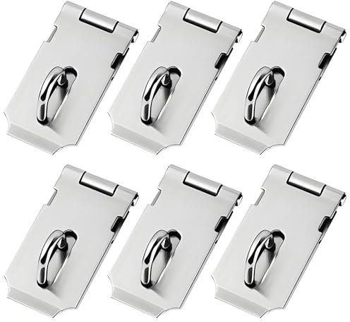 KOOLEVER 6 cerrojos de puerta de acero inoxidable de 2 pulgadas, cerrojo de candado pequeño con tornillos, para puertas, ventanas, armarios, jaulas de mascotas, herrajes de bloqueo seguro