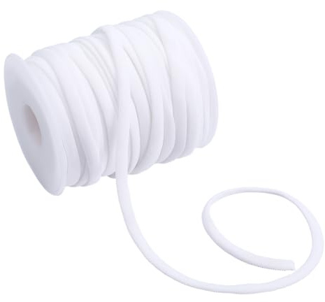 PH PandaHall 1 rollo de cordón elástico blanco 25 yardas de longitud 5 mm de ancho de tela de spandex para hacer bikini, traje de baño, gomas para el pelo, cordón, costura, joyas, manualidades