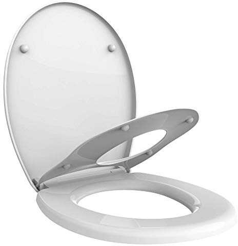 Todeco - Oval Klodeckel, Toilettensitz Familien, Familien WC Sitz, Toilettendeckel, Kinder WC Sitz, Sitzdurchmesser: Für Erwachsene: 29 x 23.5 cm (11.4 x 9.3 inch) - 44.8 x 37.1 cm, O-Form