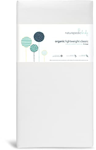 Naturepedic Organic Baby Crib Mattress - 2-Stage Lightweight Infant & Toddler Mattress - Waterproof Bed Mattress for Crib - Non-Toxic for Baby and Toddler Bed - 52 x 28”