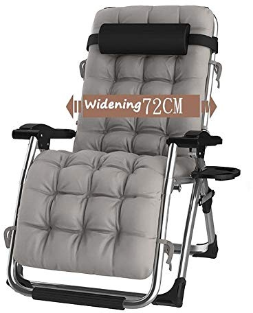 CHAIRQEW Zero Gravity Chair Extra Wide Loungers Recliners，Folding Office Lunch Break Reclining Patio Sun Lounger，With Cotton Pad Comfortable Indoor Outdoor Garden Chairs (Gray)