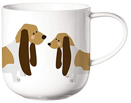 ASA Tasse/Henkelbecher, Basset Hound, coppa cats & dogs Kollektion, Porzellan, für 0,4 L
