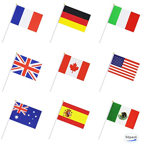 50 Country Flags Set of The World Polyester International National Flags for Olympics, FIFA World Cup, Sports Events, Classroom Decor, Party Supplies, Embassy, UN Events Next Day UK