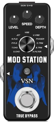VSN Modulation Pedal for Electric Guitar Pedal Boards, 11 Effects Chorus Phaser Flanger Tremolo Vibroat Filter,11 Modulation Modes, True Bypass