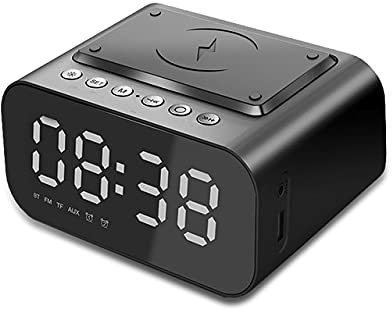 Venuy Trådlös laddare väckarklocka bluetooth-högtalare LED smart digital klocka bord elektronisk skrivbordsklockor Fm radio USB snabbladdare