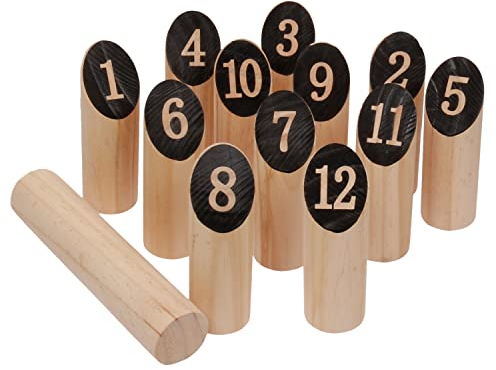 FunTomia Kubb Spiel Groß skandinavisches Holzspiel Nummern Outdoor - Schweden Outdoorspiel Holz Spielzeug für Draußen - Wurfspiel Gartensport