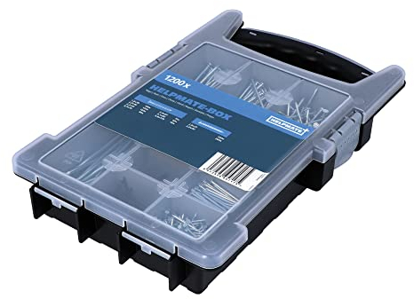 HELPMATE Nagelsortiment Box Haushalt - 1200 Stahlnägel gehärtet - Verschiedene Größen auch kleine Nägel für Bilder aufhängen - Betonnägel, Stahlstifte und Sockelleistenstifte in praktischer Box