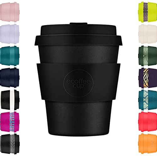 Ecoffee Cup 8oz 240ml Reusable Eco-Friendly 100% Plant Based Coffee Cup with Silicone Lid & Sleeve - Melamine Free & Biodegradable Dishwasher/Microwave Safe Travel Mug, Kerr & Napier