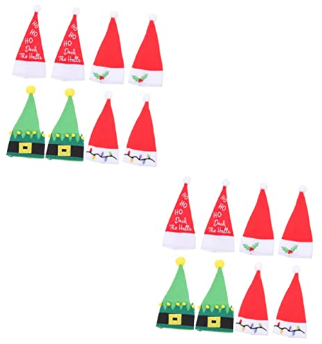 STOBAZA 16stücke Weihnachtsmützen Besteckhalter Festliche Tischdekoration Für Familie Partys Und Geeignet Für Gabeln Messer Und