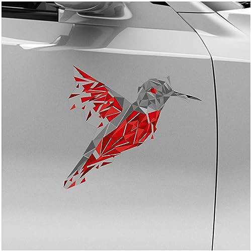 Finest Folia Polygon Tier Aufkleber Hologramm Sticker Tiere Motiv Geometrisch selbstklebend art Kunst Auto Motorrad Laptop Wand Dekor wetterfest R211-05 (Rot, 20cm Vogel)