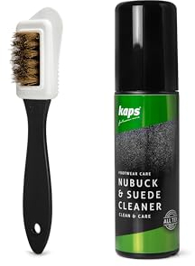 Leder Reiniger für Nubuk und Veloursleder, Inkl. Auftragsbürste und 4-seitiger Schuhbürste, Flecken Shampoo, Für Turnschuhe, Anzugschuhe, Sandalen, Slipper und Stiefel aus Rauleder
