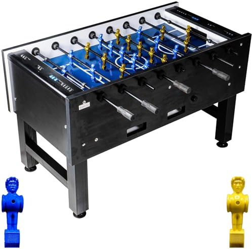 RAMROXX Fußball Tischkicker Turnier Fireball blaues Spielfeld Figuren Blau Gelb 95kg