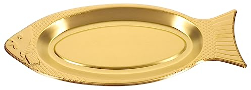 BESTonZON Edelstahl Fischform Servierplatte Vielseitige Snack Und Speisenplatte Für Partys Und Familienessen Hitzebeständig Für Mikrowelle Und Ofen