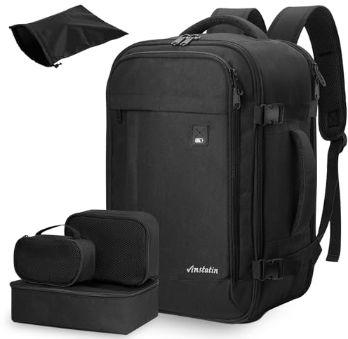 Vinstatin Handgepäck Rucksack Flugzeug Ryanair 40x20x25,14 Zoll Laptop 20L Groß Reiserucksack Damen Kofferrucksack,Travel Wasserdichter mit 4 Teilige Kleidertaschen für Urlaub Business Wandern Weekend