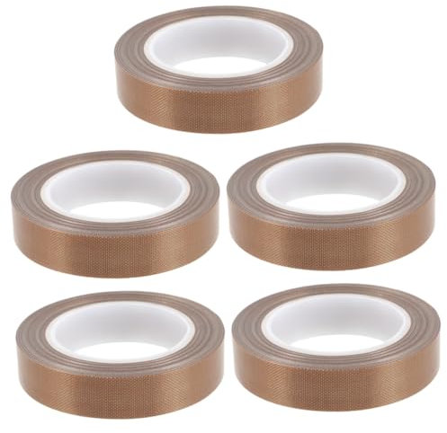 Mobestech 5 Rollen Teflonband Versiegelungsmaschine Lebensmittel-Vakuumiergerät Vakuumierband Handsiegelbänder Handsiegelband PTFE Klebeband Dichtungsband Versiegeler Dichtband