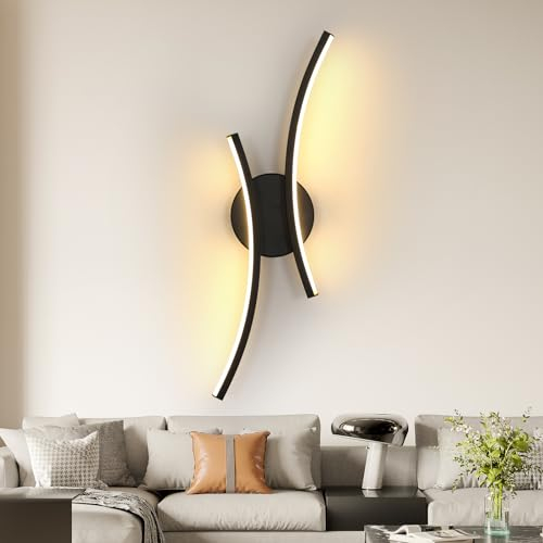 DELIPOP Applique Murale Interieur, 20W 2500LM Lampe Murale LED Moderne en Acryliquel, 3000K Blanc Chaud Luminaire Interieur Design Incurvée pour Chambre Salon Couloir Escalier