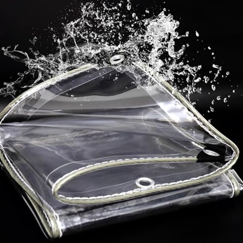 Sh000ad Plane Transparent mit ösen,0,3mm PVC wasserdichte Durchsichtig Abdeckplane,Balkon Regenplane,Strapazierfähige Vordächer Faltbar,Für Outdoor,Gartenmöbel,Anpassbar (1,7m x 4,2m)