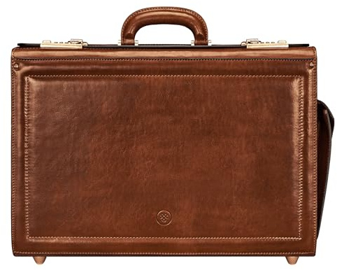 Maxwell Scott - Personalized Mens Luxury Leather Pilot Briefcase/Catalog Case with Combination Lock - The Varese Chestnut Tan