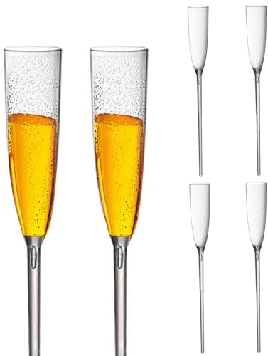 Champagneflöjter för pool, champagneglas, akrylvinglas, flytande champagneflöjter, 6 stycken | oumbärlig för att dricka sommarstranddrycker, för ja