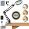 10X Lupe mit Licht und Ständer, Lupenleuchte mit 3-Farbmodi und 10 Dimmbare LED Lupenlampe, 10-Fache Tischlupe Standlupe mit Klemme, Leselupe Vergrößerungsglas für Handwerk Lesen Nähen Hobby Schmuck