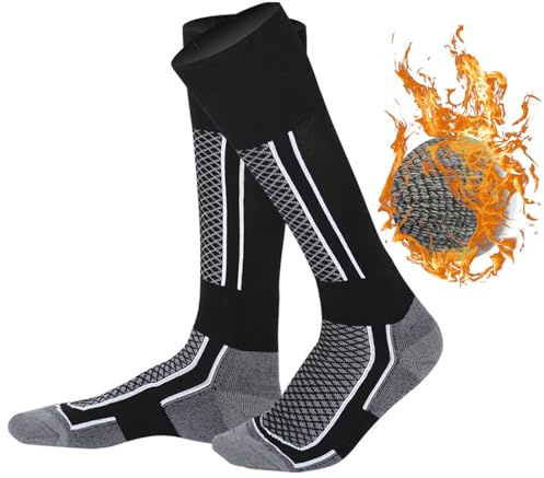 Doukesh Calze Sci Uomo Calze Termiche Invernali Calze Trekking Calzini da Neve,Accessori Sci Lunghezza 45CM Regalo di Natale