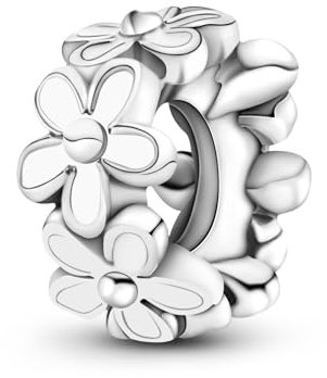 Ruaidhra Silber Gänseblümchen Blume Sicherheitskette,Charms Stopper & Beads für Damen,Elegantes Legierungs,Rosa Sterling Silber S925 Charm Anhänger für Armbänder,Murano Glas Schmuck