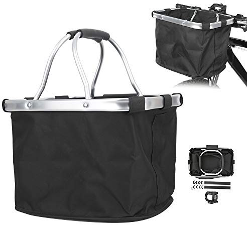 flexman Faltbarer Fahrradkorb, 35 X 24 X 23 cm, 5 Kg Lager, Abnehmbare Fahrrad Frontgepäcktasche mit Reißverschlusstasche für 22–31,8 mm Lenker, Einfache Installation