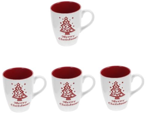 Garneck 4 Stück Weihnachtsbecher kaffeekännchen kaffeekessel Geschenkbecher Weihnachtsteetasse Weihnachtsmilchbecher Kaffeebecher Weihnachtstassen aus Keramik Cartoon-Keramik-Dessertbecher