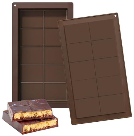 Horuili® Stampo in Silicone per Cioccolato a 2 Pezzi - Tavoletta Profonda per Cottura Dolci e Decorazione Torte