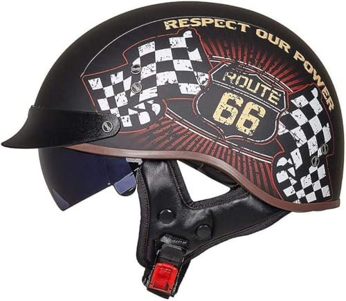 GKCEGHKS Cascos Bicicleta Confortable ECE Homologado Casco Media Cara Retro Medio Casco Scooter Casco Jet de Media Concha Vintage Casco Moto Jet Abierto para Hombres y Mujeres Adultos
