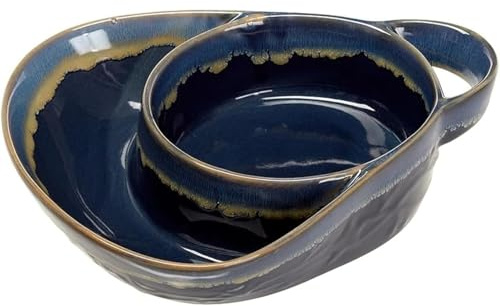 Muzrunq Suppenschalen Retro -Keramik -Suppenschalen mit Griffen eleganter Chip und Dipschüssel 8x7x2inch Steinzeugsuppe und Seitenschalen Personalisierte Suppenschale für Dessert, Obst und Salat
