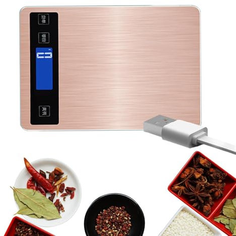 Balance alimentaire électronique – Balance à grammes rechargeable par USB, affichage numérique LED | Balance de cuisine étanche, pesée précise pour la cuisine et la pâtisserie, balance alimentaire de