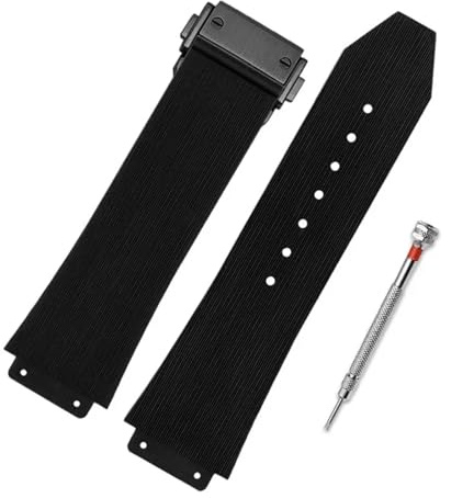 ZHGUIMING Klockarmband for silikon 20X13mm Vattentätt Klockarmband Kedje Klocktillbehör Gummiarmband armband(Black-black)