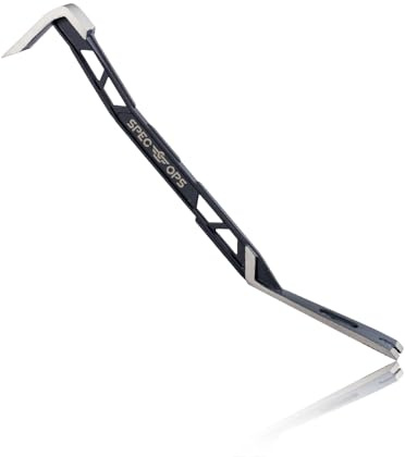 Spec Ops Tools 18 Flat Pry Bar Crowbar, Lightweight Skeletonized Design, Teardrop Nail Puller, High-Carbon Steel