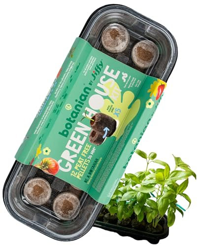 Jiffy Botanian Complete Mini Greenhouse Kit with 12 Peat Free Pellets - Ecofriendly Seed Starting Tray and Germination Kit, Plant Starter Pack For Indoor or Outdoor Vegetables, Herbs, and Flowers