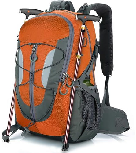 OUUTMEE 30L Sac à Dos de Randonnée Imperméable pour Hommes et Femmes, sac à dos Trekking Ultra Léger, Sac à dos Voyage pour Camping, Randonnée, Escalade, Voyage et Alpinisme (Orange)