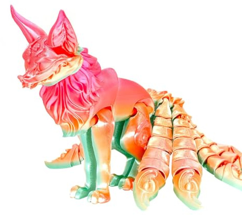 Lunaro Gelenkige 3D-gedruckte Fuchsfigur mit neun Schwänzen, beweglicher Fantasie-Fuchs, Sammlerstück, Gelenk-Fuchsstatue für Heimdekoration, Schreibtisch-Display, Halloween oder Festival-Geschenk