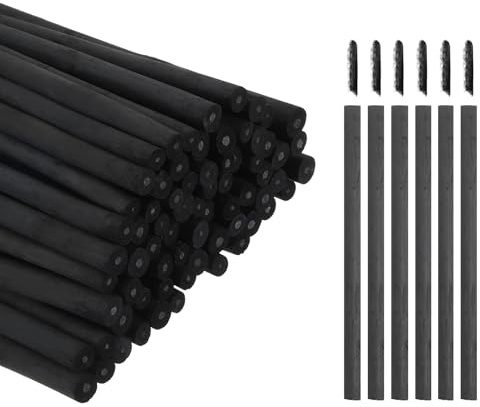 sourcing map Willow Charcoal Sticks, 7-9mm Willow Charcoal Pencils Soft Sketch Vine Art Supplies Set for Drawing Sketching Shading Painting Artists Beginners (Black, Pack of 100)