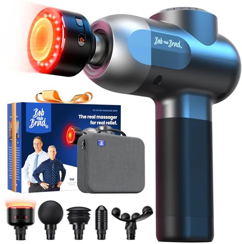 BOB AND BRAD C2 Ultra Massage Gun with Heat and Red LED Therapy Head, Deep Tissue Percussion Massager, Handheld Muscle Massager Professional Massage Device for Home Workout Recovery Pain Relief