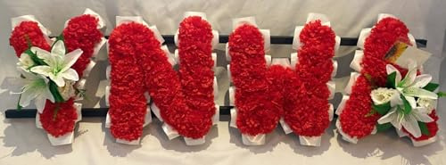 Silky Bouquets Customizable Funeral Flowers - Personalized Artificial Silk Flowers for Graves & Funerals, 4 Letter You'll Never Walk Alone Memorial for Liverpool FC Fans