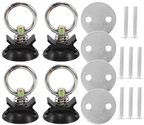 ORFOFE 4 Piezas Kit Anclajes Redondos para Amarre de Motocicleta con Mecanismo de Bloqueo Seguro Instalación Rápida sin Herramientas Accesorios Resistentes para Remolques y