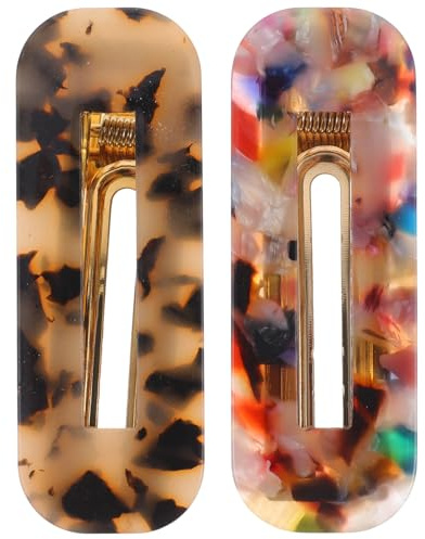 TOYANDONA Lot de 2 Pinces à Cheveux en Acétate Coloré Petites Barrettes Plates pour Filles Accessoires pour Cheveux Fins Bijoux de Coiffure pour Cérémonie et Usage Quotidien