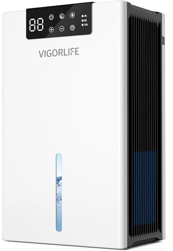 Deumidificatore elettrico, silenzioso, 2800 ml, con sbrinamento automatico, timer e display LED, 7 colori, assorbitore di umidità per casa, guardaroba e ripostiglio (Bianco)