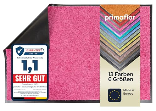 Primaflor Schmutzfangmatte CLEAN – Pink, 90x150 cm | Saugstarke, Schwer entflammbare Fußmatte | Rutschfester Türvorleger für Innen | Türmatte für Eingangsbereich | Sauberlaufmatte mit Gummirand