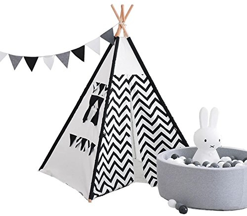 little dove Tipi Spielzelt für Kinder mit Bodenmatte Baumwolle - Segeltuch Kinderzelt Indianer (ohne Matratze)